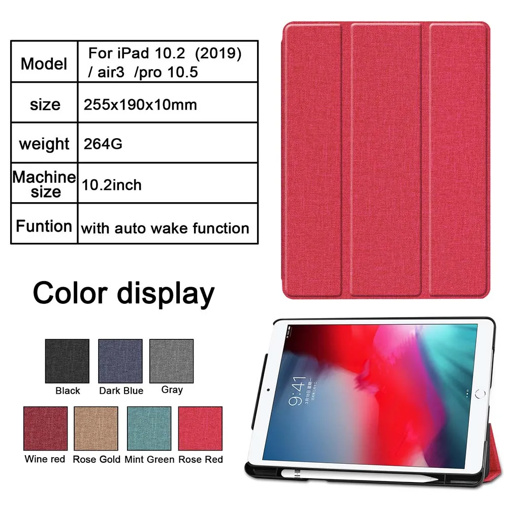 Чехол для планшета тройного сложения ipad 10 2 2019 чехол-книжка Apple 7th дюйма A2200 A2198 A2197