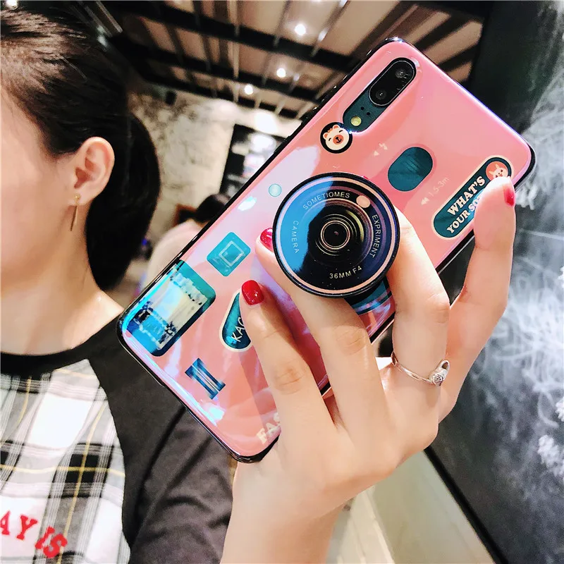Чехол подставка с 3d камерой Blue Ray для Huawei P Smart Plus 2019 Z Nova 3i 3 4e 4 5 5i Pro Мягкий