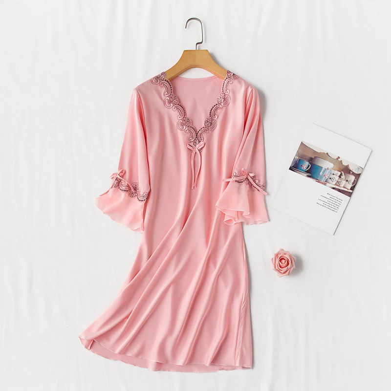 Лето 2020 розовая кружевная юбка с коротким рукавом conjunto feminino para dormir женская одежда