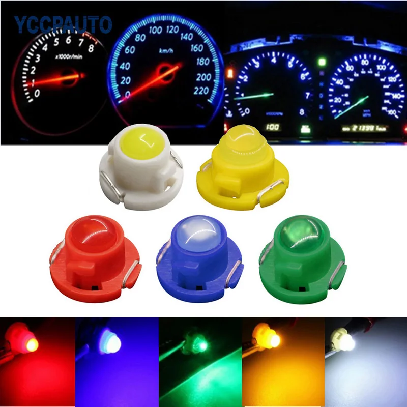 

YCCPAUTO 20Pc T4.7 LED Car Instrument Light Bulbs COB Auto Dashboard Indicator Lamp White Yellow Red Blue Green 12V