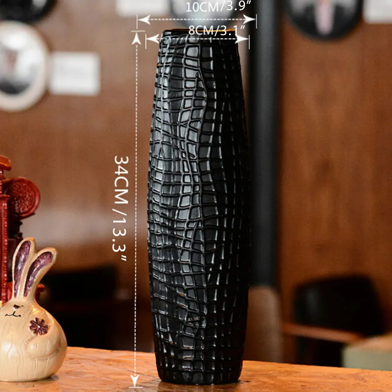 

Strongwell Nordic Alligator Pattern Flower Vase Ceramic Vase Tall Belly Wedding Home Decoration Hydroponic Simple Black White