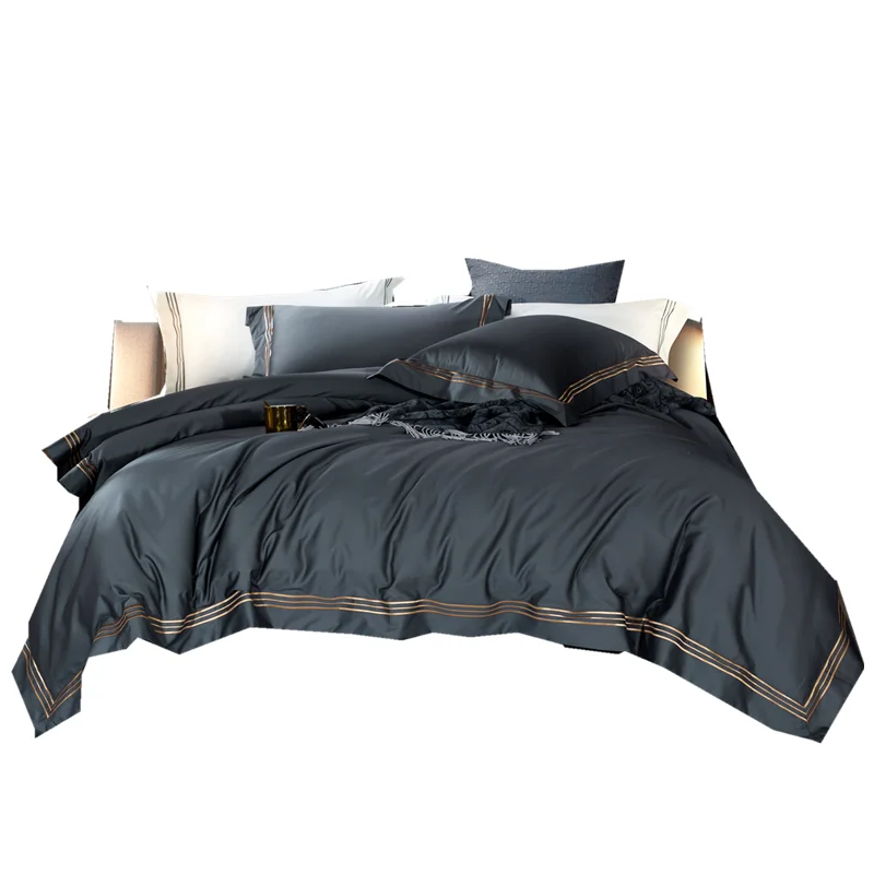 

Европейский черный хлопковый мягкий воздухопроницаемый Комплект постельного белья роскошный современный Королевский Ленивец романтичес...