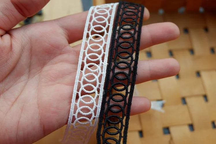 2 метра яркая белая черная кружевная отделка тканевая Венецианская Цветочная