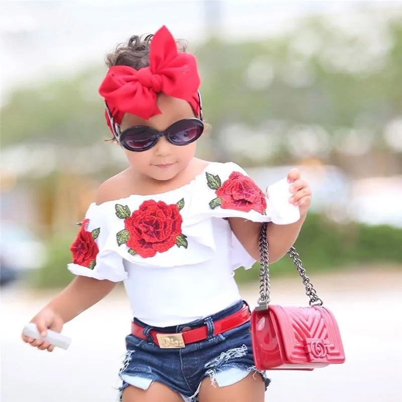 

Fashion New Arrival Lovely Girls Floral Printed T-Shirt Tops Summer Baby Kids Casual Ruffles Sleeve For Kids Fashion Tops
