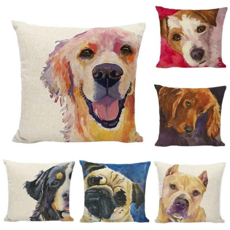 Масляная живопись собака наволочка золотистый ретривер 45*45 см Французский