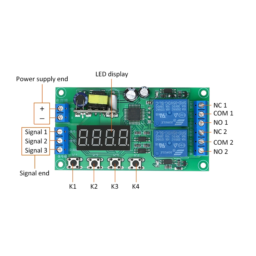 2 канала реле задержки таймера модуль постоянного тока 7 ~ 30 Вт светодиодный