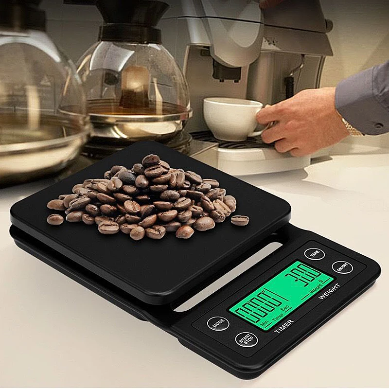 3kg / 0.1g 5kg / 0.1g Portable Drip Coffee Scale Home Digital Kitchen Scale With Timer High Precision LCD Electronic Scale Tools