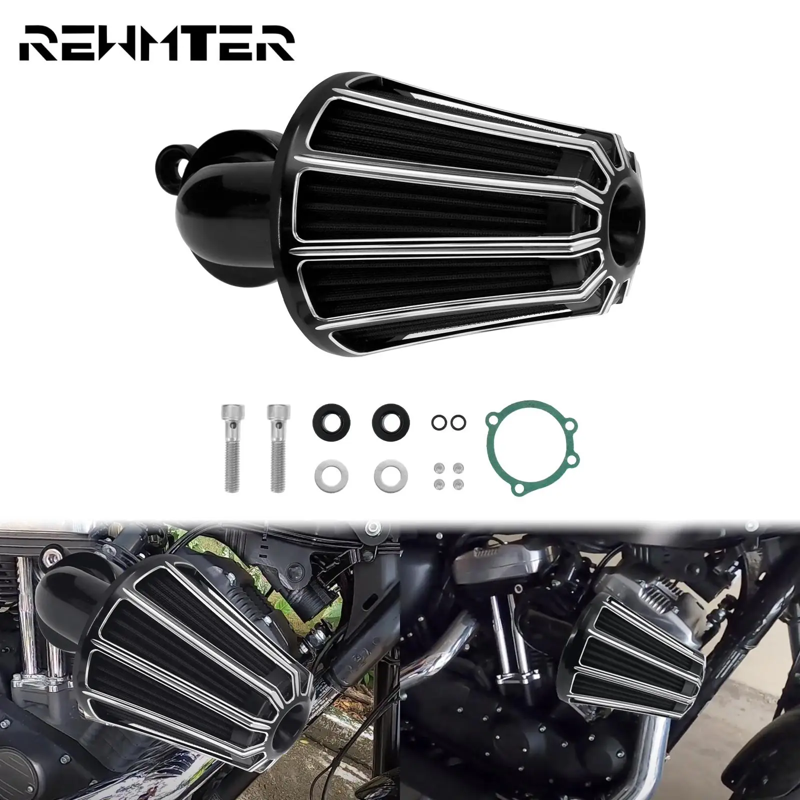 

Motorcycle CNC Air Cleaner Intake Filter System Black For Harley Sportster 883 XL1200 Seventy Two XL1200V 2004-Up Super Low