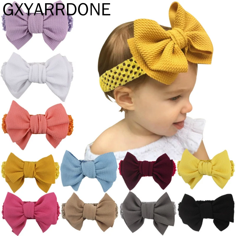 

Baby Girls Bows Headband Kids Knit Bowknot Hair Band Newborn Elastic Knot Turbans Headwraps Photo Props Girl Hair Accessories