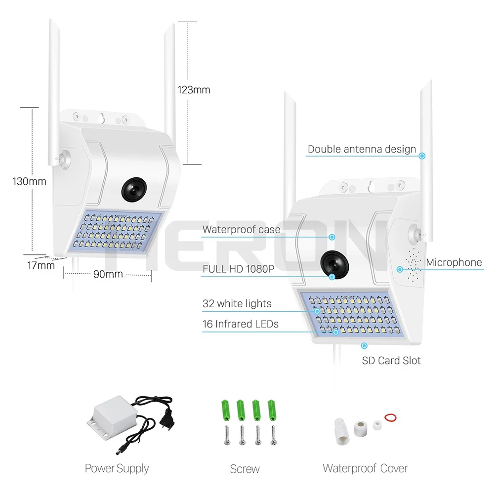 

1080P Courtyard Wall Light Camera Outdoor Waterproof Wireless WiFi IP Security Camera Infrared Night Vision Surveillance Camera
