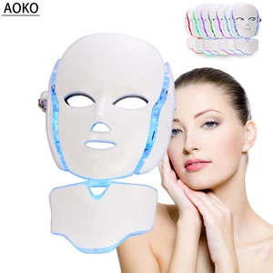 AOKO New 7 Color Light LED Photon Facial Mask Neck Care Skin Rejuvenation Anti Acne Wrinkle Led Mask