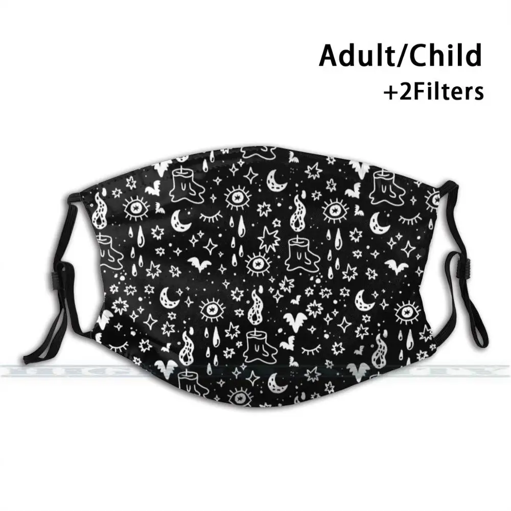 

Black And White Spooky Cute Custom Design For Adult Kids Anti Dust Filter Diy Cute Print Washable Mask Quirky Teen