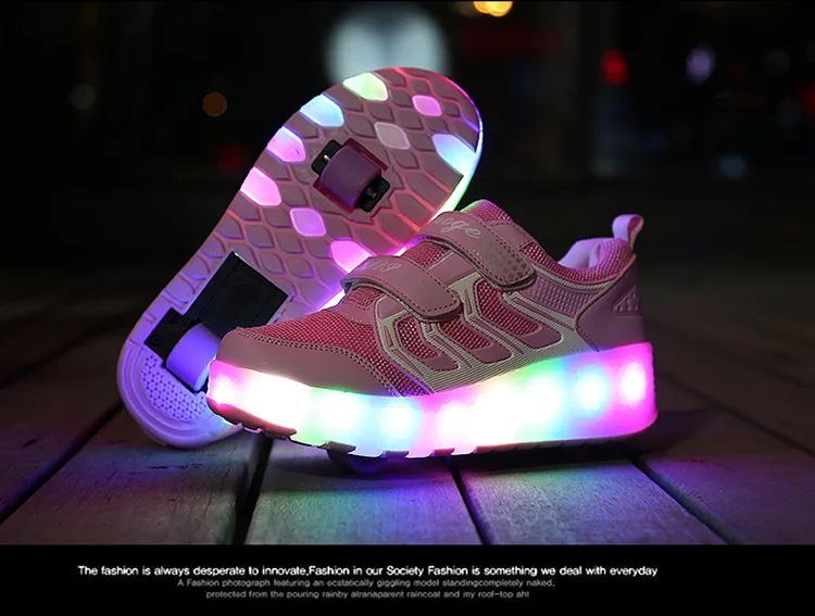 Heelies USB зарядка светодиодный Красочные Дети Мода кроссовки с два колеса роликовые коньки обувь для мальчиков и девочек синий