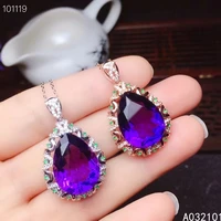 kjjeaxcmy fine jewelry 925 sterling silver amethyst girl new popular pendant necklace chinese style hot selling