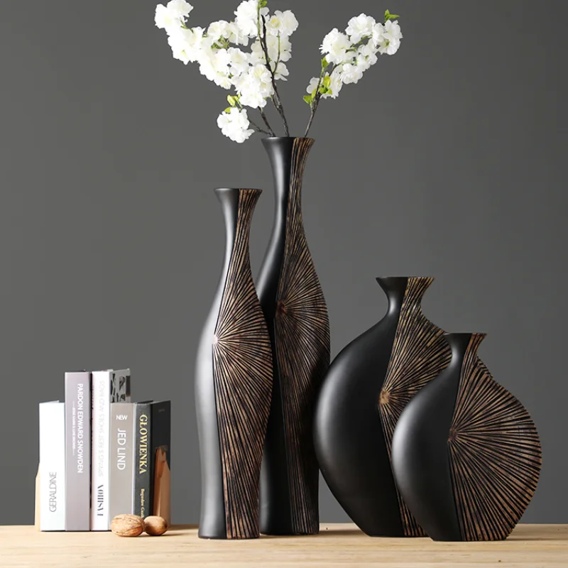 

American Abstract Nordic Vase Resin Large Luxury Minimalist Wedding Flower Vase Aesthetic Room Decor Florero Desk Decoration