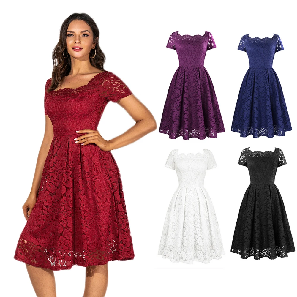 

Summer Women Slim Fit Dresses Black White Purple Blue Burgundy Sexy Lace Dress Elegant Ladies Cocktail Evening Party Dress