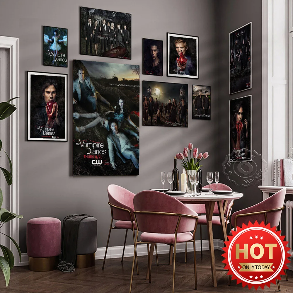 

The Vampire Diaries Teleplay Art Poster, Elena Gilbert Stefan Salvatore Role Decor Prints, Kevin Meade Williamson Director Works