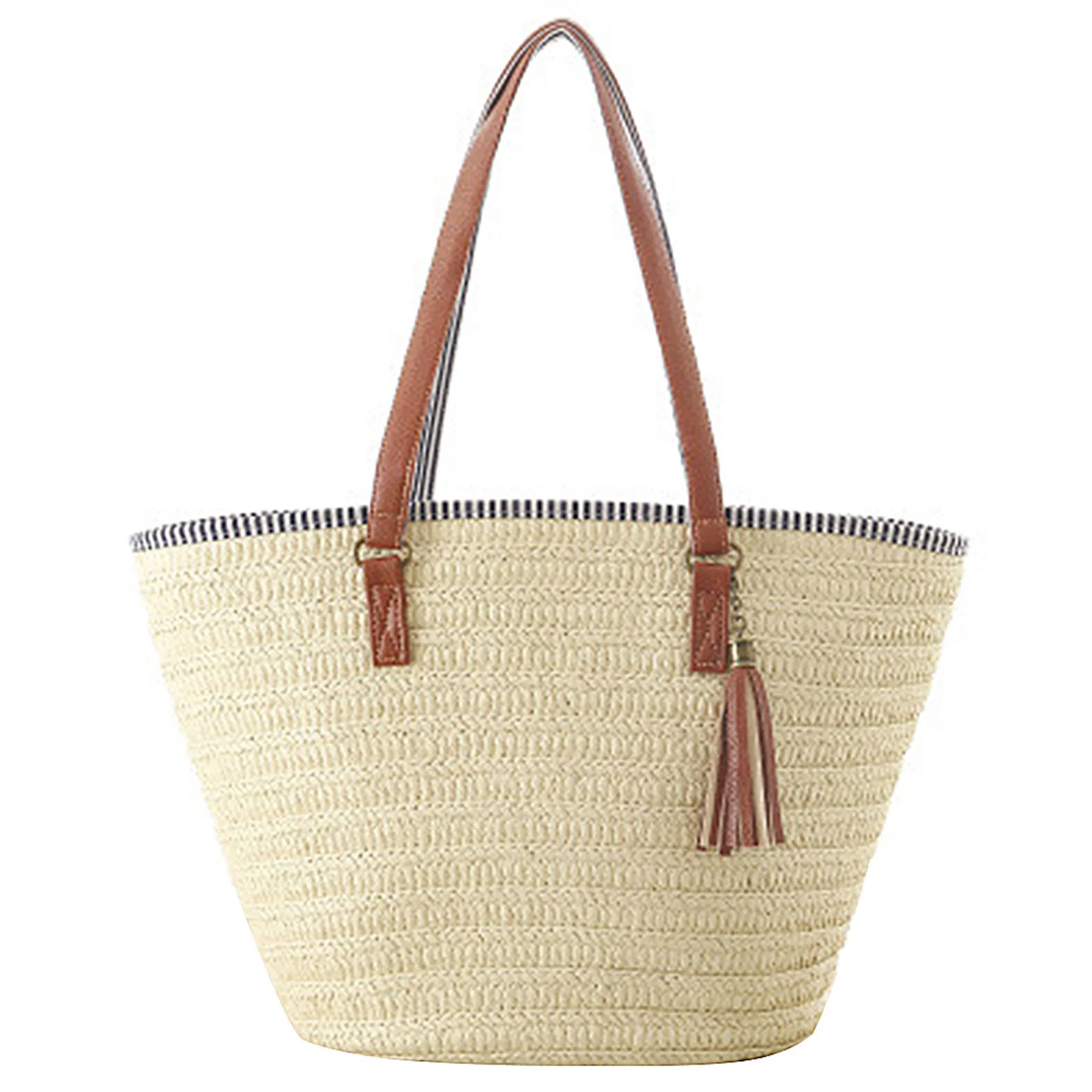 

Women Summer Beach Tote, Straw Beach Bags Woven Shoulder Handbag Large-Capacity Stylish Classic Girls Storage Purse for Shopping