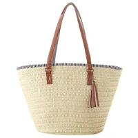 women summer beach tote straw beach bags woven shoulder handbag large capacity stylish classic girls storage purse for shopping