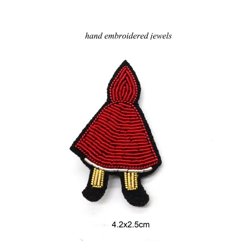 

French Design Metal Wire Hand Embroidered Grimm's Fairy Tale Theme Big Bad Wolf Little Red Riding Hood Brooch Accessories Gift