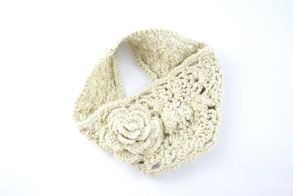 Полый Цветочный ободок для волос хиджаб шарф теплая акриловая шаль женский