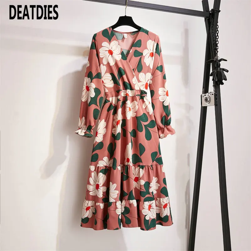 Новое поступление корейского осенне зимнего платья для дам с принтом фонаря