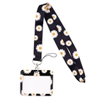 JF663 маленький белый шнурок с маргариткой, держатель для кредитных карт, бейдж для студентов, путешествий, банковский автобус, Обложка для визиток, бейдж