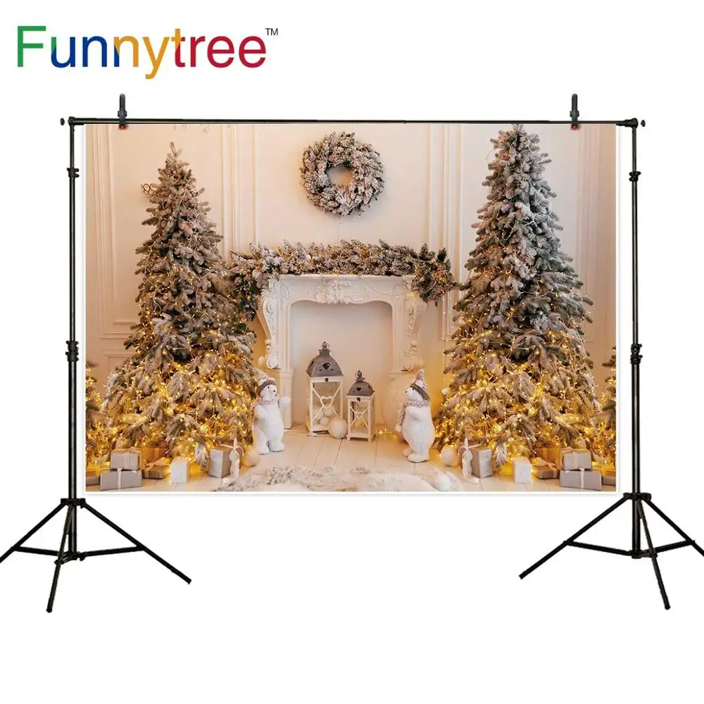 Фон с рождественской елкой новогодний декор фон для фотосъемки интерьер комната