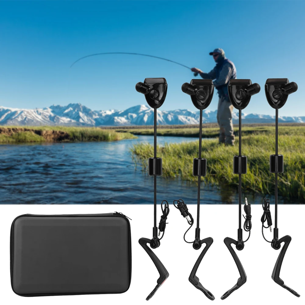 

4 pcs Plastic Fishing Bite Alarm Hangers Swinger Chain Indicator Sound Light Alert Fishing Swinger Fishing Alarm Bite Sounder
