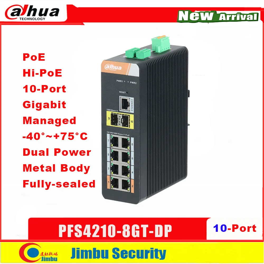 Сетевой видеорегистратор Dahua PFS4210-8GT-DP 10-Порты и разъёмы гигабитный промышленный