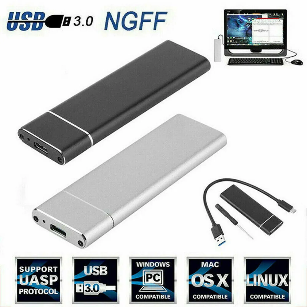 Aluminum Alloy NGFF To USB3.1 Type-C M.2 SSD Hard Disk Case Adapter External Enclosure Box Transfer Rate 6Gb/S