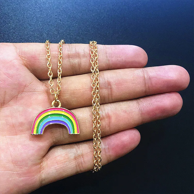 

Rainbow Necklace The Rainbow After Wind and Rain Means Beauty and Luck. Ladies Jewelry Long Pendent Necklace Is Simple Versatile