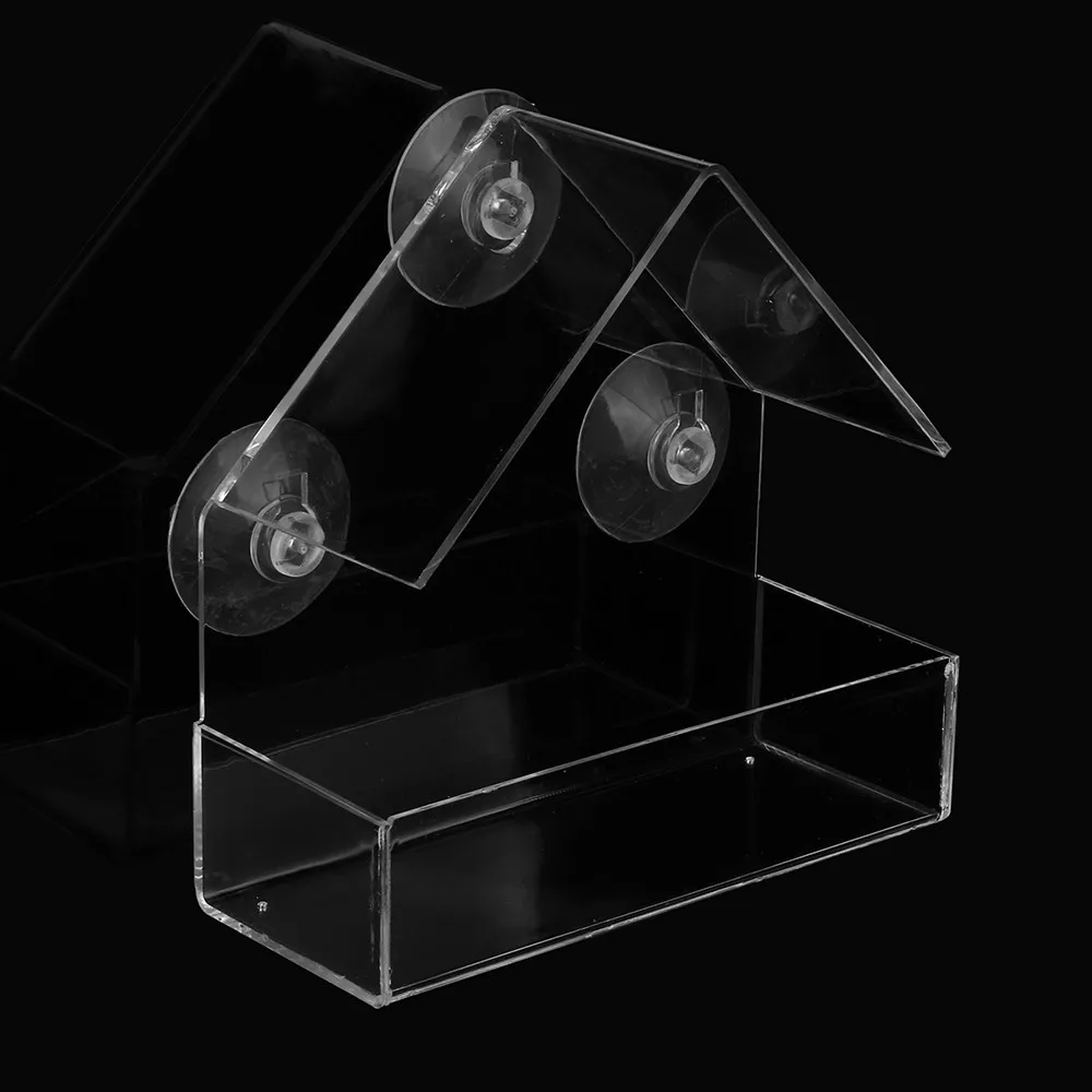 

Clear Glass Window Viewing Bird Feed Hotel Table Seed Peanut Hanging Suction Alimentador Adsorption House Type Bird Feeder