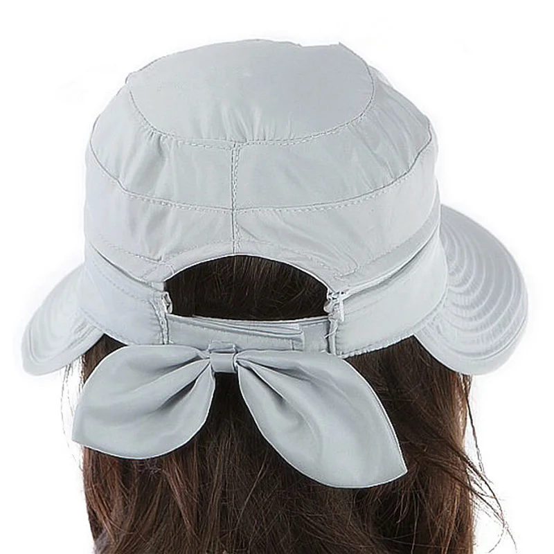 

Summer Fashion Korean Style Bowknot Big Visor Cap Color Matching Beach Sun Hat SWD889
