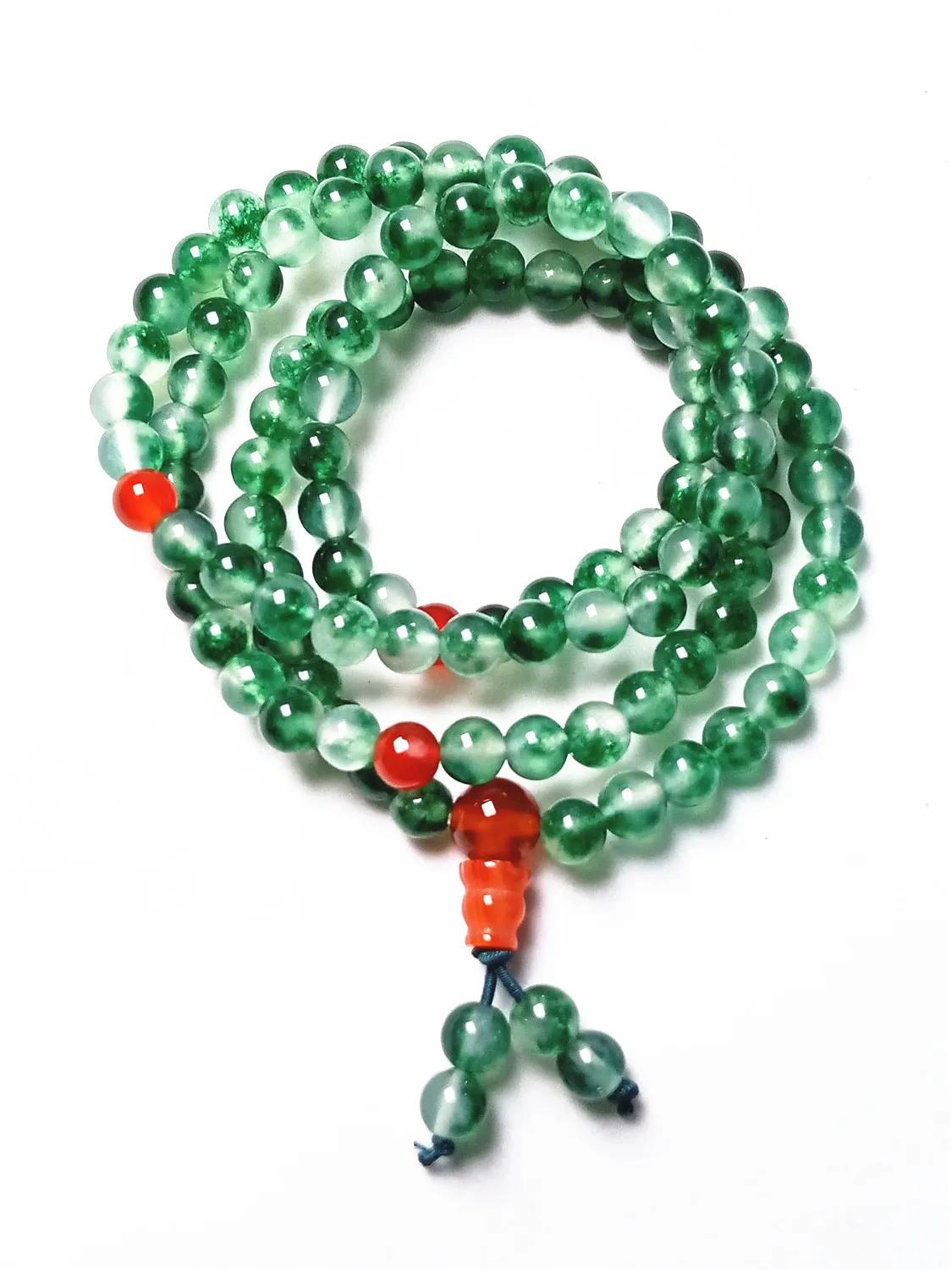 LETSFUN натуральные 6 мм 108 бусины для молитвы цветок зеленый нефрит буддийский Мала