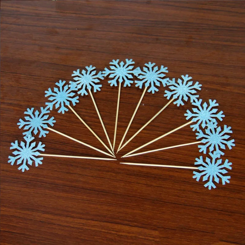 Sky blue 10 Pcs 10 шт. снежинка кекс топперы Счастливого рождества декор украшения для дома украшения год Санта Клаус - Цвет: Sky blue 10 Pcs