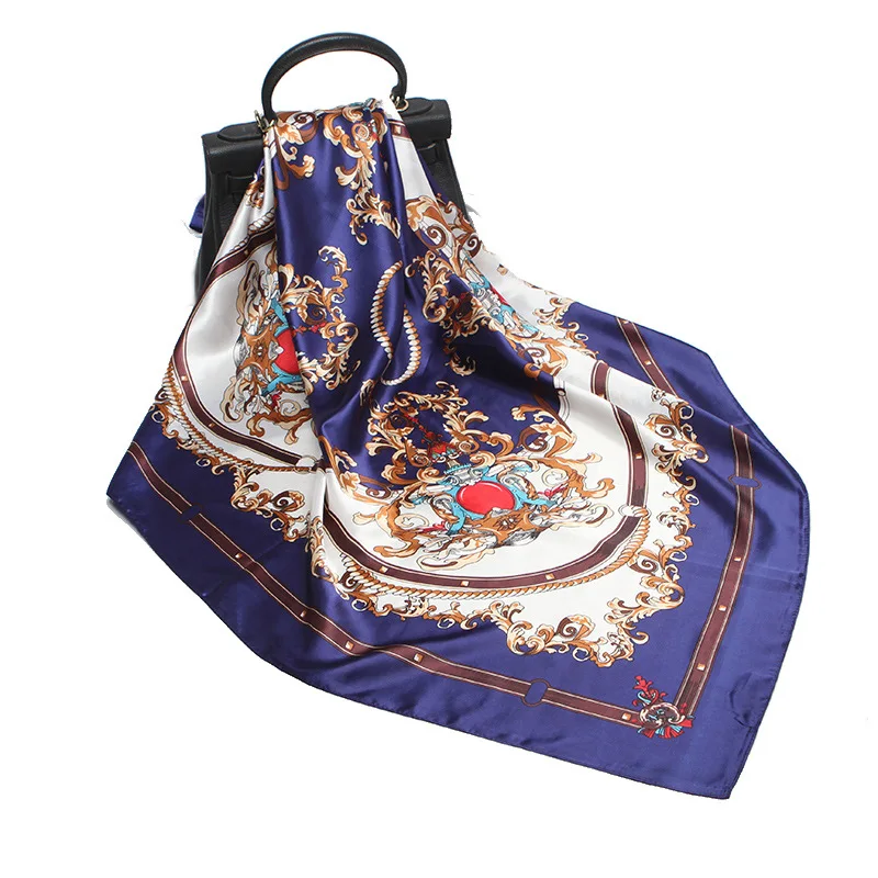 Модный Шелковый шарф платок из атласа шарфы большой размер 90*90 см квадратный