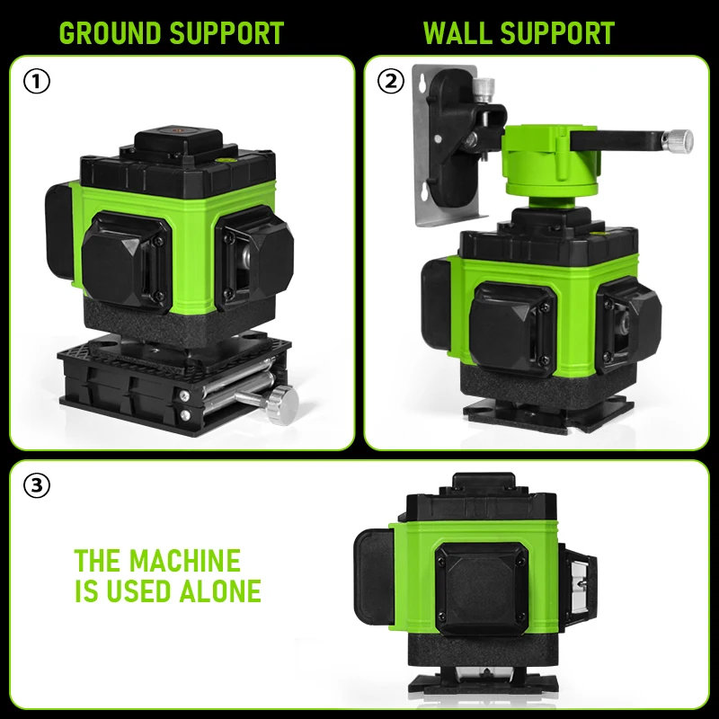 Лазерный уровень CLUBIONA IE12A 3D зеленый нивелир с беспроводным дистанционным