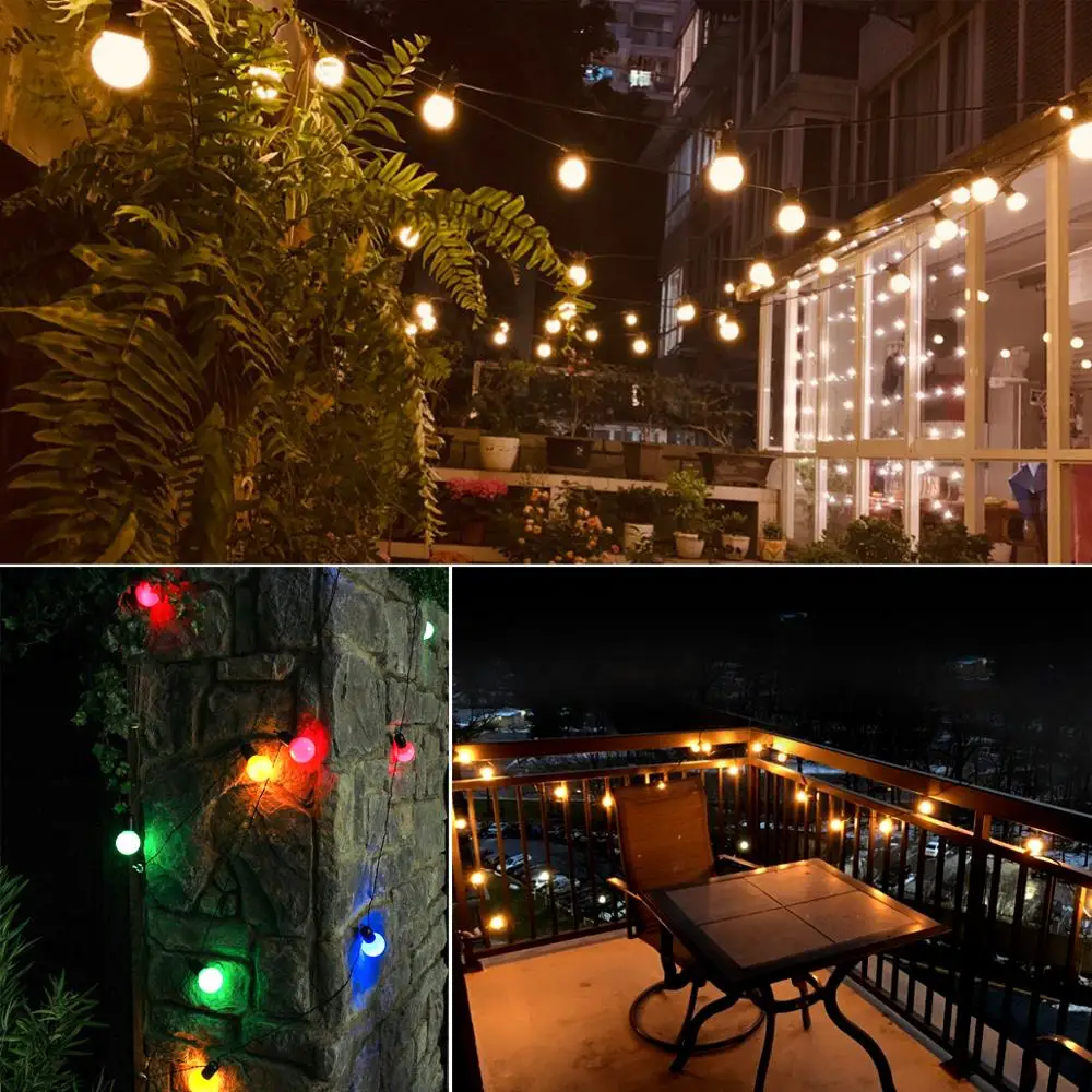 

2.5M 5M 10/20 LEDs Bulbs String Outdoor Wall Lamp Waterproof Wedding Birthday Party Garden Landscape Decoration 110V 220V