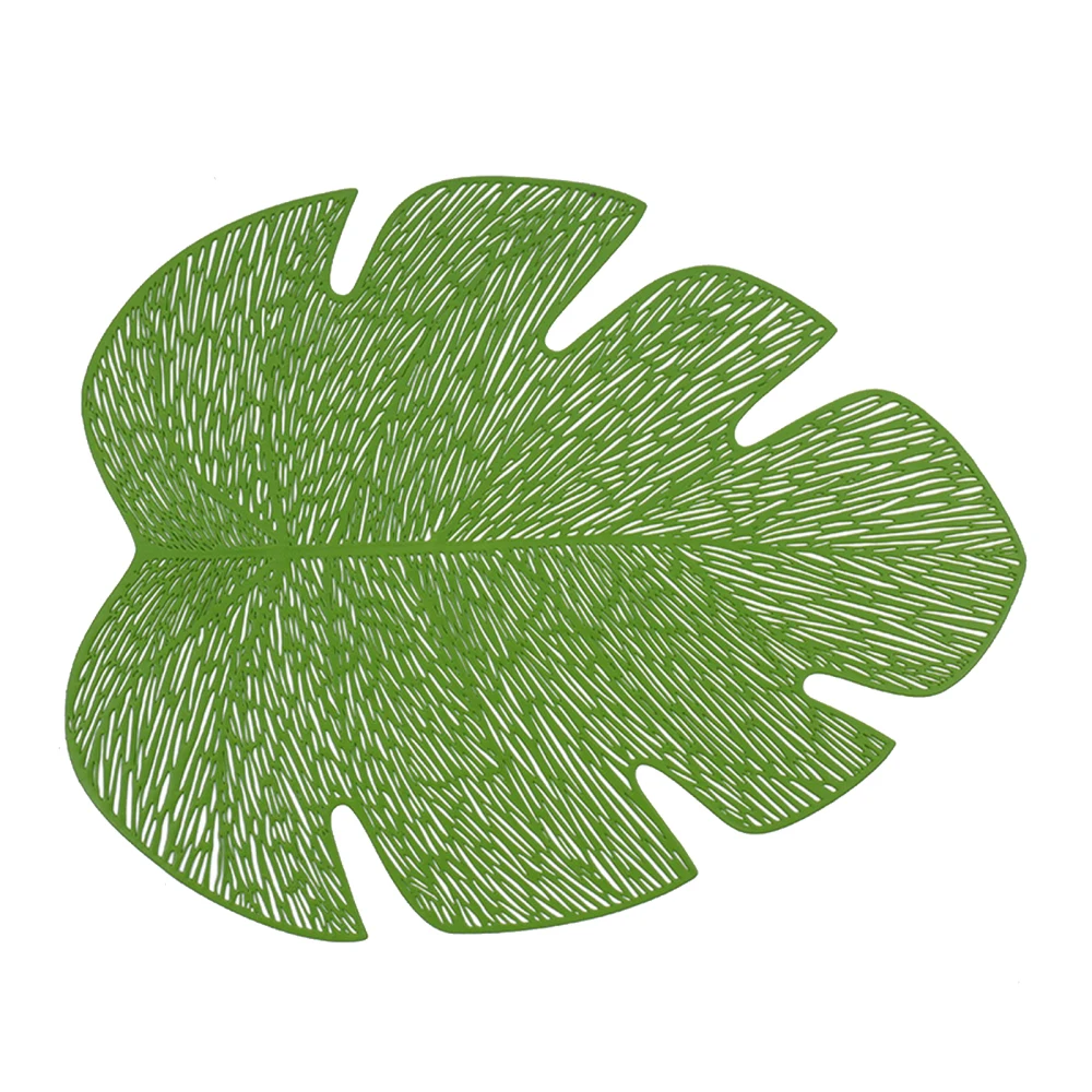 Mat Plant PVC Green Placemat For Dining Gold Table Coasters Decorate Imitation Plants Simulation Leaf Home Decor