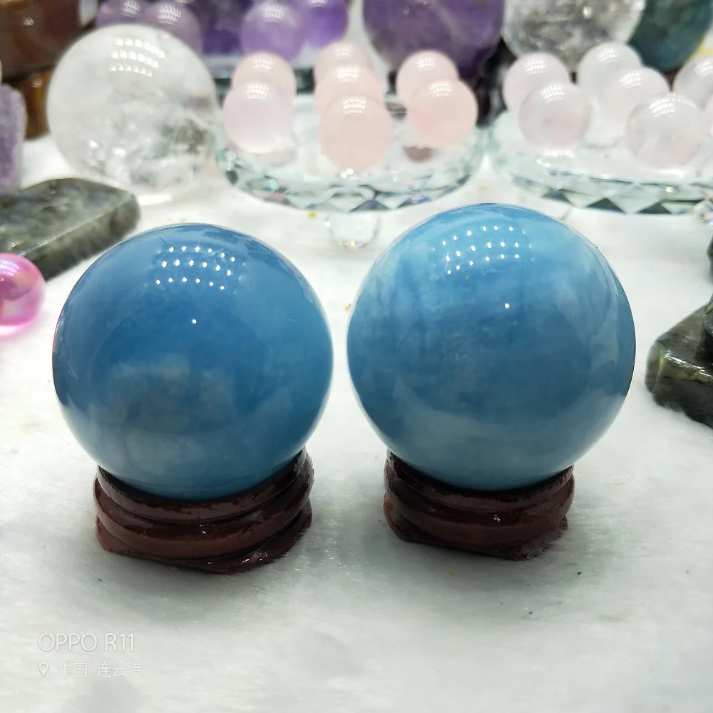 Хрустальный шар Натуральный аквамарин камни энергетический камень домашний