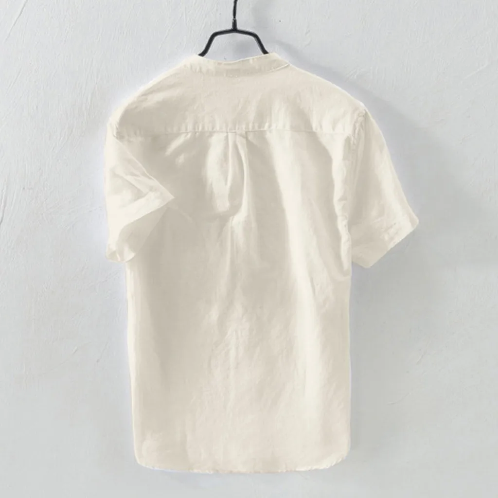 Мужские Мешковатые хлопковые льняные однотонные футболки с коротким рукавом и