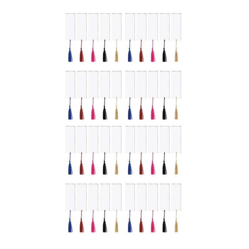 

40 PCS Acrylic Bookmark Blank Clear DIY Unfinished Mini Book Markers With Colorful Tassels For DIY Craft Ornaments