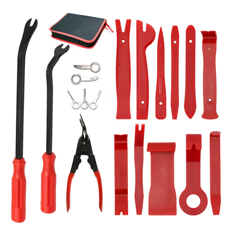 

Full Set 19pcs Car Audio Maintenance Kit Auto Trim Repair Panel Remover Pry Bar Car Dash Radio Door Trim Panel Clip Hand Tools