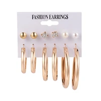 vintage exaggeration 2020 trendy hoop earring set acrylic geometric pearl earrings for women fashion female earings jewelry