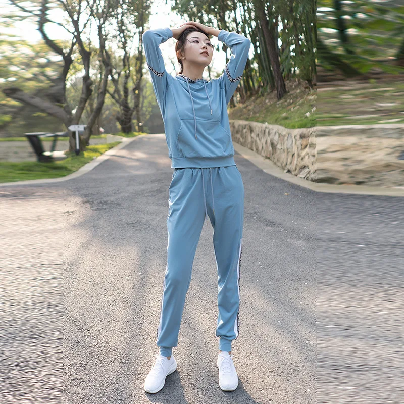 Женский костюм для фитнеса и бега штаны йоги женские свободный свитер комплект