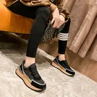 Женская Повседневная обувь из натуральной кожи, разноцветная Весенняя Белая обувь со шнуровкой