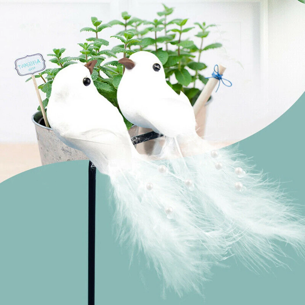 

12pcs Fake Feather Birds Artificial Craft Decoration Garden Holiday Home