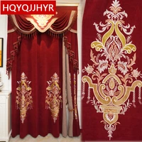 luxury villas red thick curtains for living room windows high quality embroidered voile curtains for bedroom hotel kitchens