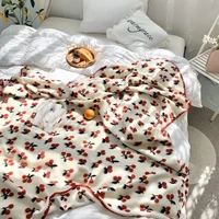 jacquard 3d cherry strawberry wool blend blanket sweet baby girl swaddle blanket crib beddings newborn receiving blanket